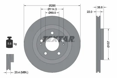 Obrázok produktu pre 2 brzdové kotúče Textar 285 mm vpredu pre Mitsubishi Pajero Pinin