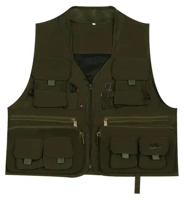 Produktbild von Atmungsaktive Fliegenfischerjacke mit vielen Taschen, Fotoweste, Regiekleidung (Armeegrün, XXL)