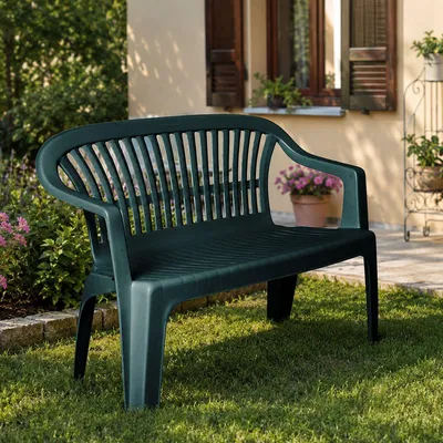 Produktbild von Gartenbank Dcerr, Monoblock-Gartenbank, Außenbank, 100 % Italy, 114x55h82 cm, Grün