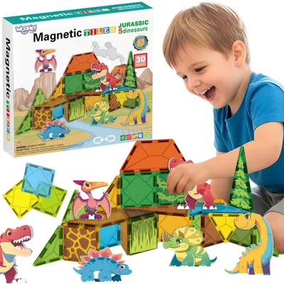 Obrázek produktu pro Magnetické stavební bloky Woopie 7,5 cm Dino 30 ks.