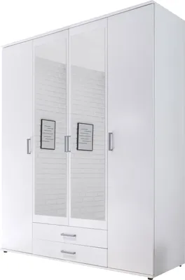Produktbild von Pol Power Karl Kleiderschrank + Spiegel Holzwerkstoff Melamin 4 Türen 160x196x54 cm