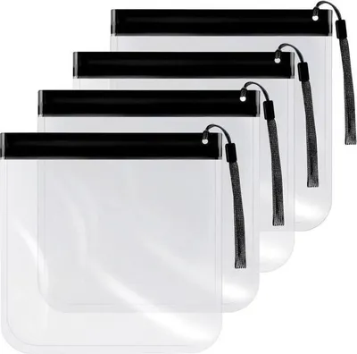 Produktbild von 4-teiliges transparentes Flugzeug-Kulturbeutel-Set, 20 x 20 cm, wasserdichtes PVC, Flüssigkeitsbeutel für den Flughafen