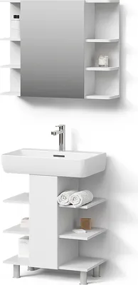 Produktbild von Badmöbel-Set Livinity Fucino Weiß 2 Teile, Waschbeckenunterschrank und Bad Spiegelschrank, Model 52996