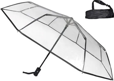 Produktbild von Famanu Reise-Regenschirm Transparent - Schwarz