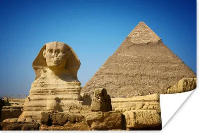 Produktbild von MuchoWow® Poster Große Sphinx von Gizeh und die Pyramide von Chefren 120x80 cm - Bilder