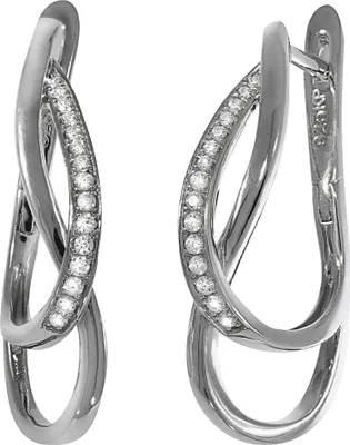 Produktbild von F Klappcreolen 925/- Sterling Silber 2,8cm weiß Zirkonia weiß 471210038