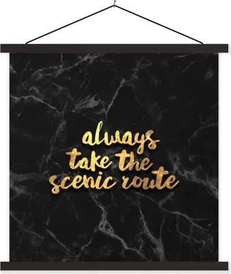 Produktbild von MuchoWow® Textilposter Zitat - Sprichwörter - Gold - Marmor 60x60 cm mit schwarzem Rahmen - Posteraufhänger