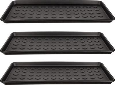 BigDean 3er Set Schuhabtropfschale Schuhablage groß - Abtropfschale für Schuhe - 71,5 x 34,5 x 3 cm - Schuhmatte mit erhöhtem Rand - Schuh- EU