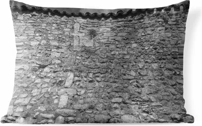 Produktbild von MuchoWow® Outdoor Kissen - Mauer - Steine - Dachziegel - 60x40 cm - Wetterfest - Lounge Kissen - Zierkissen - Kissen für Innenräume