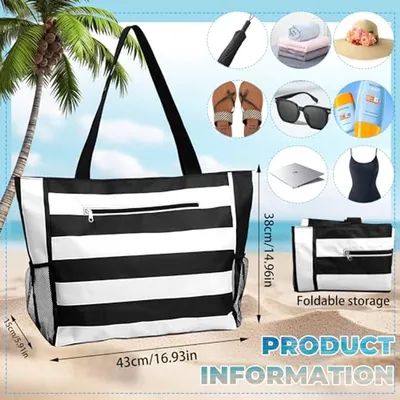 Große wasserdichte Strandtasche XXL mit Reißverschluss für Damen - Perfekt für Strand, Schwimmbad und Reisen