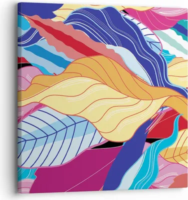 Produktbild von Bild auf Leinwand - Leinwandbild - Einteilig - Muster Blätter bunt - 30x30cm - Wand Bild - Wanddeko - Wandbilder - Leinwanddruck - Bilder - Wanddekoration - Leinwand bilder - Wandbild - AC30x30-4269
