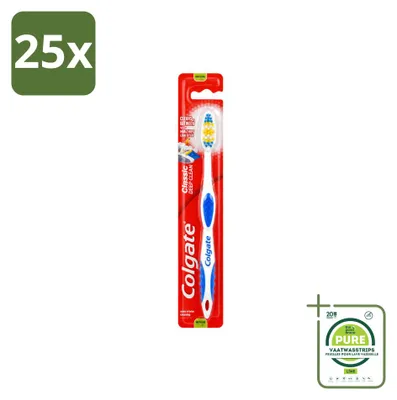 Imagen del producto de 25 cepillos de dientes Colgate Classic Deep Clean, tamaño medio - Paquete grande - 25 unidades