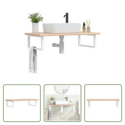 Obrázok produktu pre The Living Store Umývadlová doska s konzolou z ocele a masívneho dubového dreva