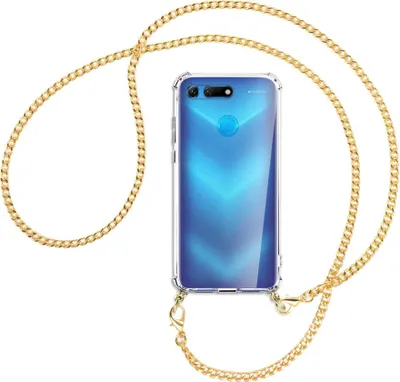 Produktbild von Handykette Backcover-Schutzhülle mit Band (Metall goldfarben) für Honor View 20 / V20 - goldfarbene Kette