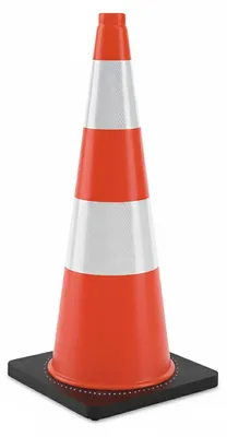 Produktbild von Relaxdays Leitkegel, 75 cm, Absperrkegel, hohe Sichtbarkeit, reflektierend, Pylon Baustelle,  PVC & Gummi, orange/silber, KI-generiertes Bild