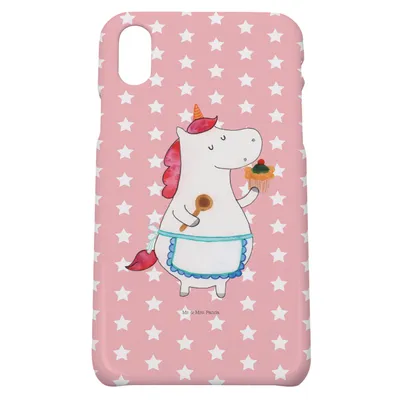 Produktbild von Mr. & Mrs. Panda Iphone 10 Handyhülle Einhorn Küche - Rot Pastell - Geschenk, Handy, Einhörner, Torte, Unicorn, Cover, Backen, Kuchen, X, Hülle, Muffin