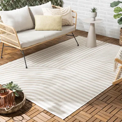 Zdjęcie produktu dla Volero - Dywan zewnętrzny - Capri Curves Beżowy/Kremowy - 80x150 cm