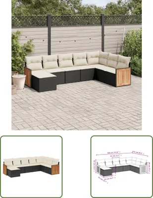 Produktbild von The Living Store 8-tlg. Garten-Sofagarnitur mit Kissen Schwarz Poly Rattan