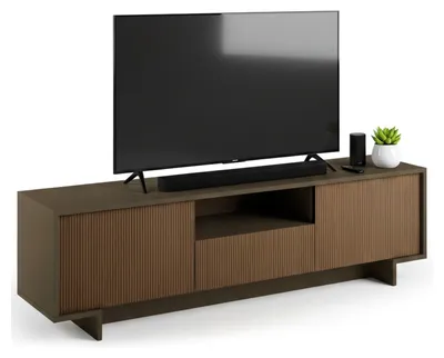 Produktbild von TV-Ständer Darrighin, TV-Ständer für das Wohnzimmer, niedriges Wohnzimmer-Sideboard mit 2 Türen und 1 Schublade, 100 % Italy, 170 x 42 x 48 cm, Braun und Walnuss