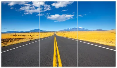 Produktbild von Wallario Herdabdeckplatte aus Glas, Größe 90 x 52 cm 3-teilig, Motiv Route 89 in Arizona - Am Ende der Horizont