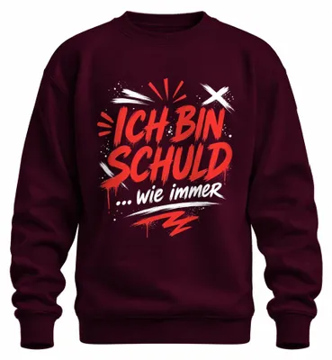 Produktbild von Ich Bin Schuld wie immer Sarkasmus Statement Sündenbock Sweatshirt Pullover, Burgundy, M