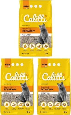 Produktbild von Calitti Economy - klumpendes, geruchsneutrales Bentonit-Katzenstreu 5L (3-er pack)