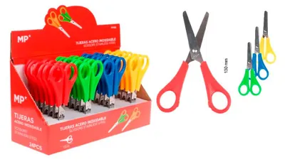 Image de Ciseaux Scolaires Mp Lames Inox Avec Règle Intégrée - Mp