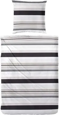 Produktbild von Hahn Seersucker Bettwäsche 155x220 cm + 80x80 cm Grau Baumwolle bügelarm