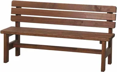 A wooden bench against a white background.