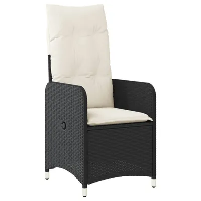 Image de vidaXL Fauteuil de jardin Réglable avec coussins Noir Poly Rattan