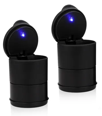 Produktbild von Tragbarer, geruchsdichter Auto-Aschenbecher mit Deckel und blauer LED-Beleuchtung, abnehmbarer Abfalleimer