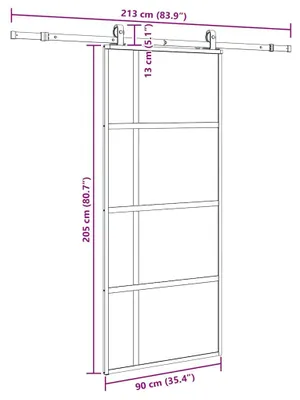 Produktbild von vidaXL Schiebetür mit Beschlag Schwarz 90x205 cm Hartglas