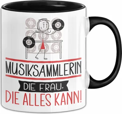 Produktbild von Musiksammlerin Geschenk Tasse Becher Die Frau Die Allen Kann Geschenkidee für eine Musiksammlerin Lustig (Schwarz)