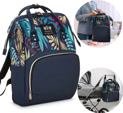 Produktbild von Zagatto Blauer Rucksack mit Kinderwagengriffen, Kinderwagentasche, wasserdicht 43x30x17 cm