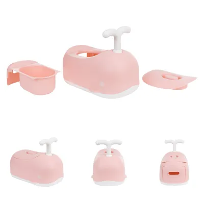 Produktbild von Kikkaboo Töpfchen Wal, Behälter abnehmbar, Deckel, rutschfeste Basis, Spielgriff rosa