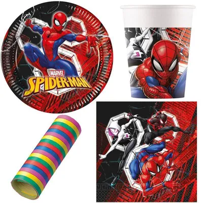 Produktbild von Partyset Spiderman Kindergeburtstag Einweggeschirr für 8 Kinder 37 tlg.