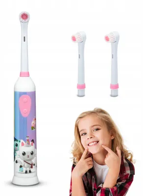 Produktbild von Huslog Gabby’s Dollhouse Kinderzahnbürste, oszillierend, 3 Aufsteckbürsten, weiß