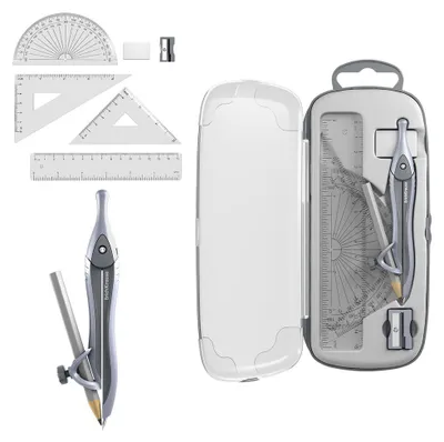 Produktbild von Geometrie-Zeichenset 7-teilig Set mit Lineal Geodreieck Zirkel