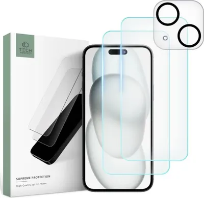 Produktbild von Schutzglas TECH - PROTECT Supreme Set Apple iPhone 15 - Transparent KP28778