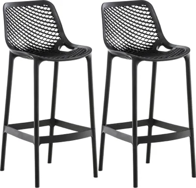 Produktbild von CLP 2er Set Barhocker Air Kunststoff mit Lehne wetterfest UV-beständig bis 160 kg schwarz