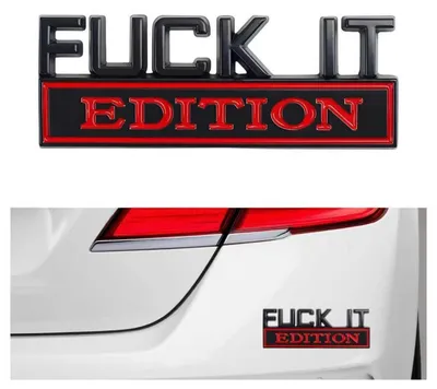 Obrázek produktu pro 3D samolepka na auto, nápis "Fuck it", kovová, černá a červená, rozměry 8x3 cm