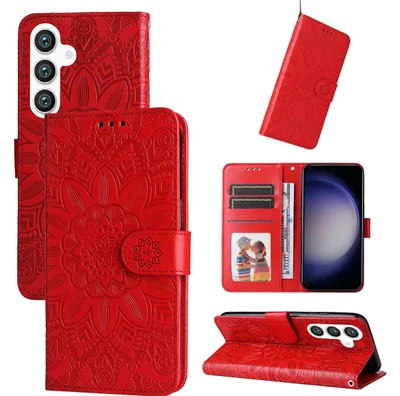 Produktbild von Mobigear Sunflower  Samsung Galaxy S24 Plus Hülle Klapphülle Geldbörse - Rot
