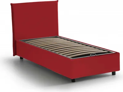 Produktbild von Einzelbett Chelsea, Containerbett mit Stoffbespannung, 100%  Italy, Frontöffnung, passend für Matratze Cm 90x190, Rot