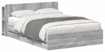 Image de Cadre de lit avec rangement Sonoma gris 140 x 200 cm