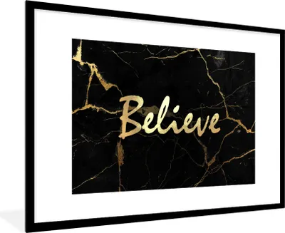Produktbild von MuchoWow® Gerahmtes Poster Zitat - Hoffnung - Gold - Marmor 90x60 cm - Poster mit Schwarzem Bilderrahmen Wandposter Rahmen Foto Bilder - Wanddekoration - Fotos