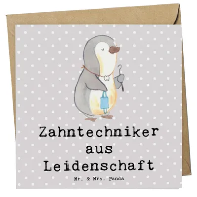 Produktbild von Mr. & Mrs. Panda Glückwunschkarte Zahntechniker Leidenschaft - Grau Pastell - Geschenk, Grußkarte, doppelkarte, faltkarte, Klappkarte, anlasskarte
