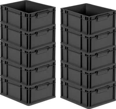 Produktbild von SuperSparSet 10x Eurobox NextGen Grip | HxBxT 17x30x40cm | 16 Liter | Griffe geschlossen | Schwarz | Eurobehälter, Transportbox, Transportbehälter, Stapelbehälter