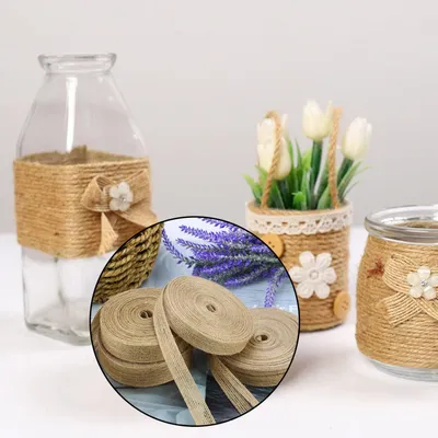 Produktbild von Vintage Geschenkband - 5 Rollen Juteband - Hessisches Stoffband für DIY-Handwerk - Weihnachtsdekoration Hochzeit Fest Basteln - 06/1/15/2/25 cm