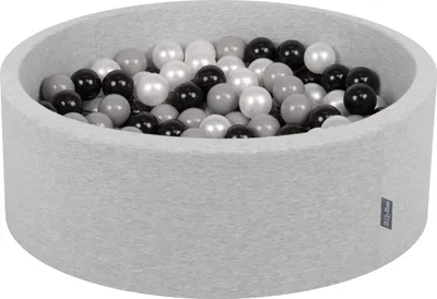 Obrázek produktu pro KiddyMoon 90x30cm/300 míčků ∅ 7cm Kulatý Suchý Bazén s míčky Certifikováno vyrobeno v EU, Světle Šedá: Černá/Šedá/Perleťová