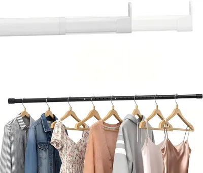 Obrázok produktu pre Šatníková tyč 70-100 cm, oválna 25 mm, výsuvná, 2 držiaky, biela, do skrine